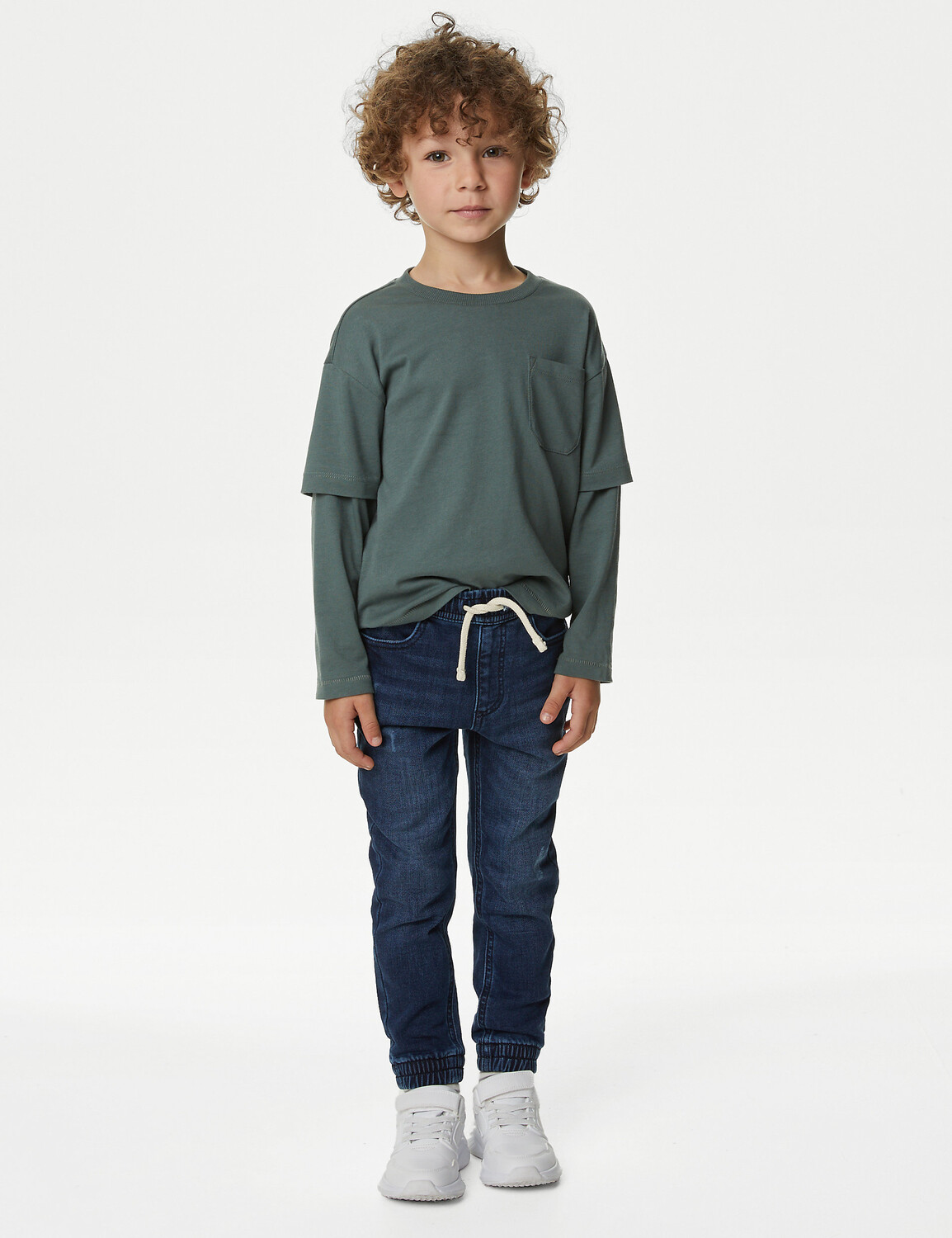 

Джинсовые джинсы-джоггеры (2–8 лет) Marks & Spencer, темный деним