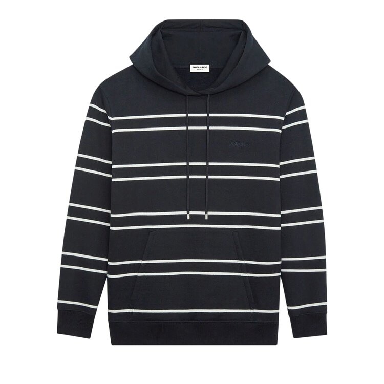 

Худи Saint Laurent Striped Drawstring 'Black/Natural', черный