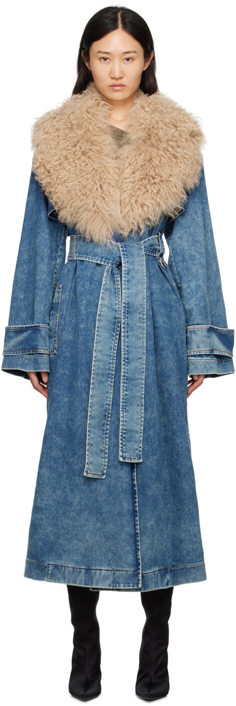 

Синий джинсовый тренч Blumarine