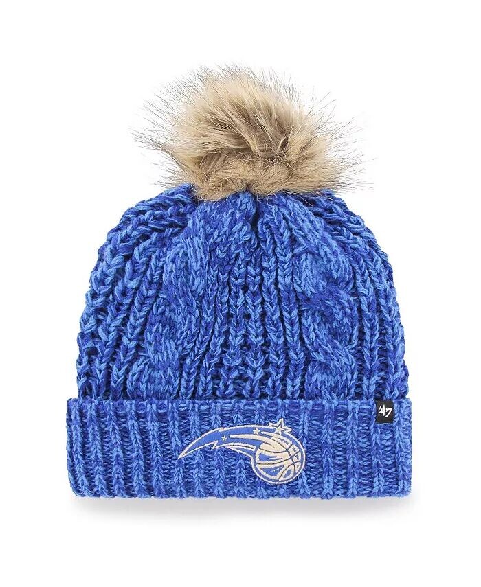 

Синяя женская вязаная шапка Orlando Magic Meeko с манжетами и помпоном '47 Brand, синий