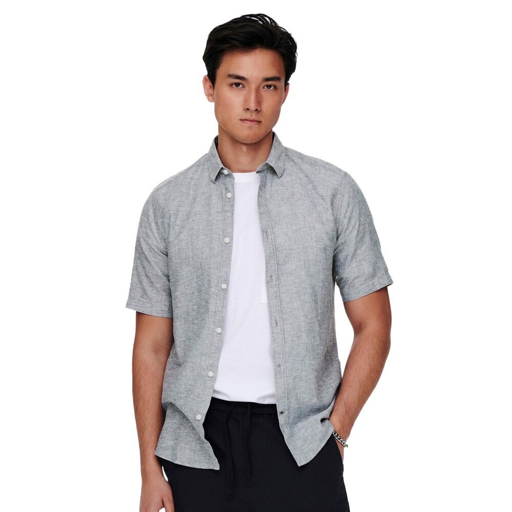 

Рубашка с коротким рукавом Only & Sons Caiden Life Solid Linen, синий