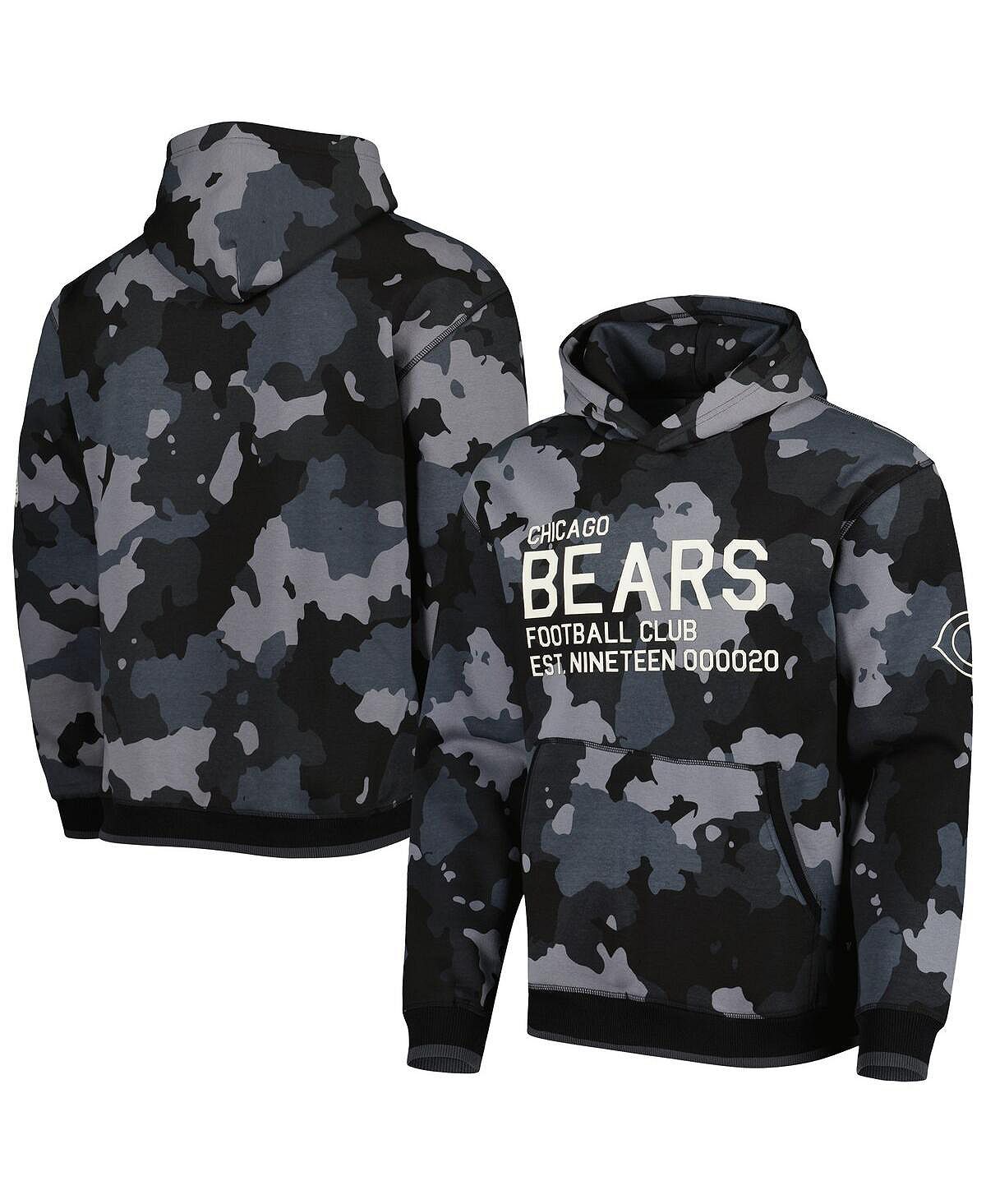 Мужской черный пуловер с капюшоном и камуфляжным принтом Chicago Bears The Wild Collective