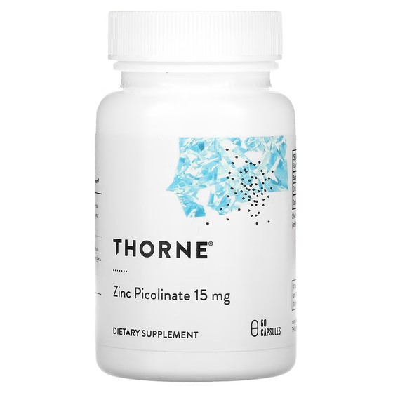 Пищевая добавка Thorne Пиколинат цинка 15 мг, 60 капсул thorne research пиколинат цинка с удвоенной эффективностью 60 растительных капсул