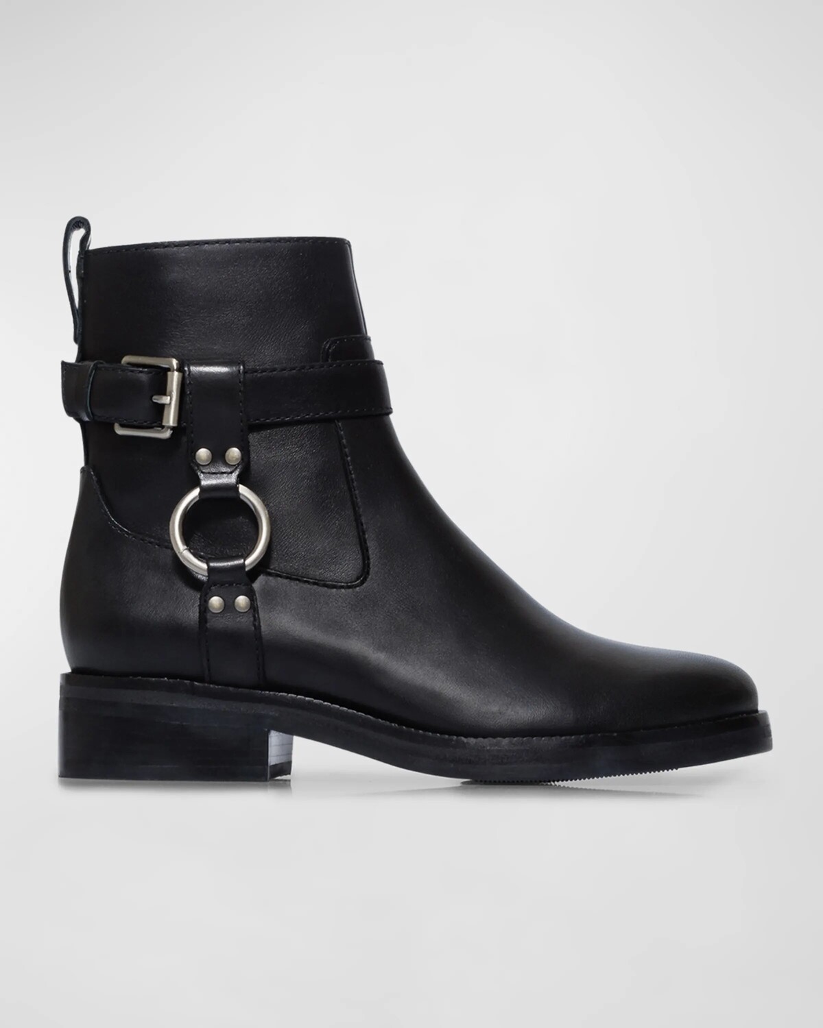 

Мотоциклетные ботильоны Trya с кожаными ремнями Bernardo, цвет Black Antique Calf