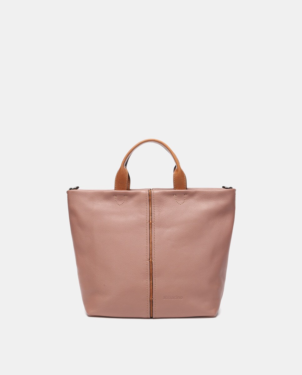 Большая розовая кожаная сумка-шоппер с длинной ручкой Abbacino, розовый 12storeez сумка шопер из кожи большая