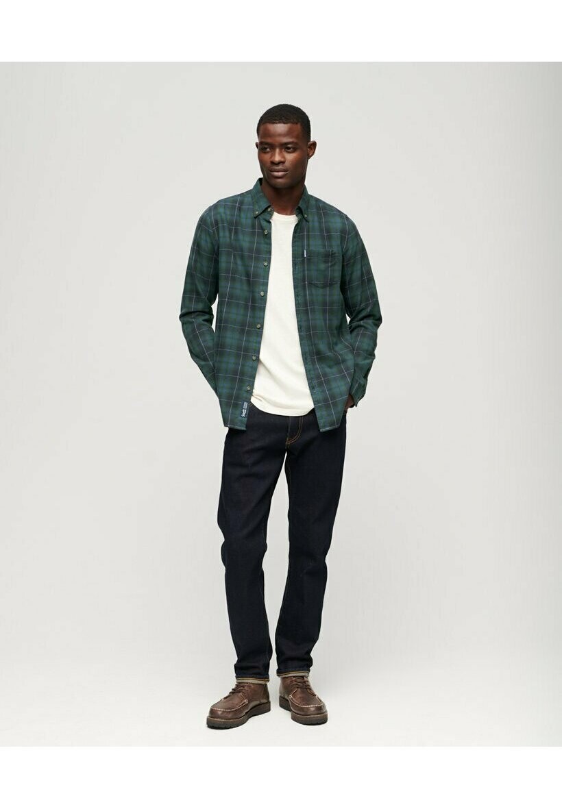 

Рубашка в клетку Hoxton темно-зеленого цвета VINTAGE CHECK Superdry, цвет hoxton check navy green