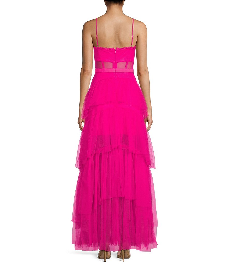 цена Next Up Многоуровневое длинное платье с корсетом и иллюзией талии, розовый