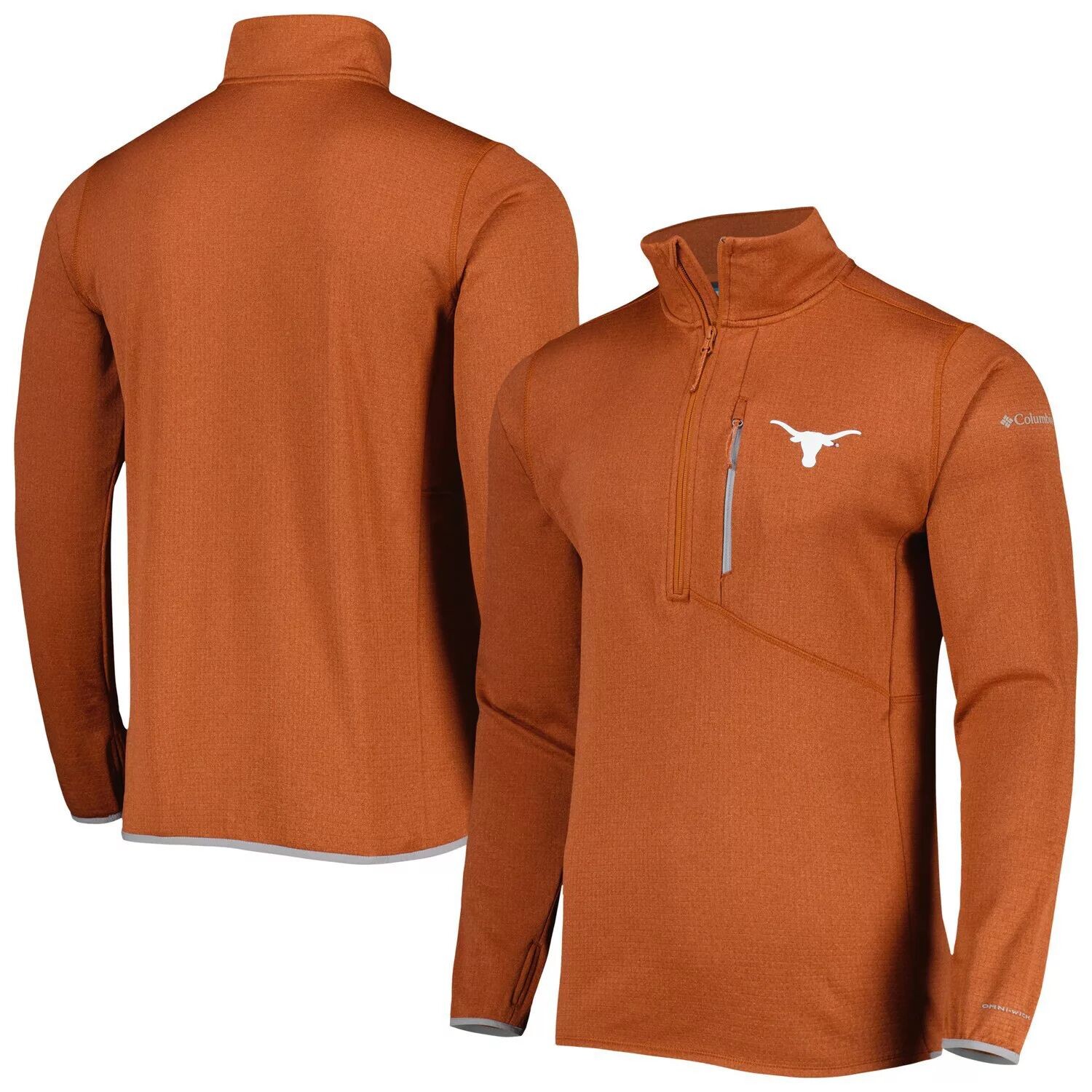 

Мужская футболка Columbia Texas Orange с застежкой-молнией до половины молнии с видом на парк Columbia Texas Orange Texas Longhorns
