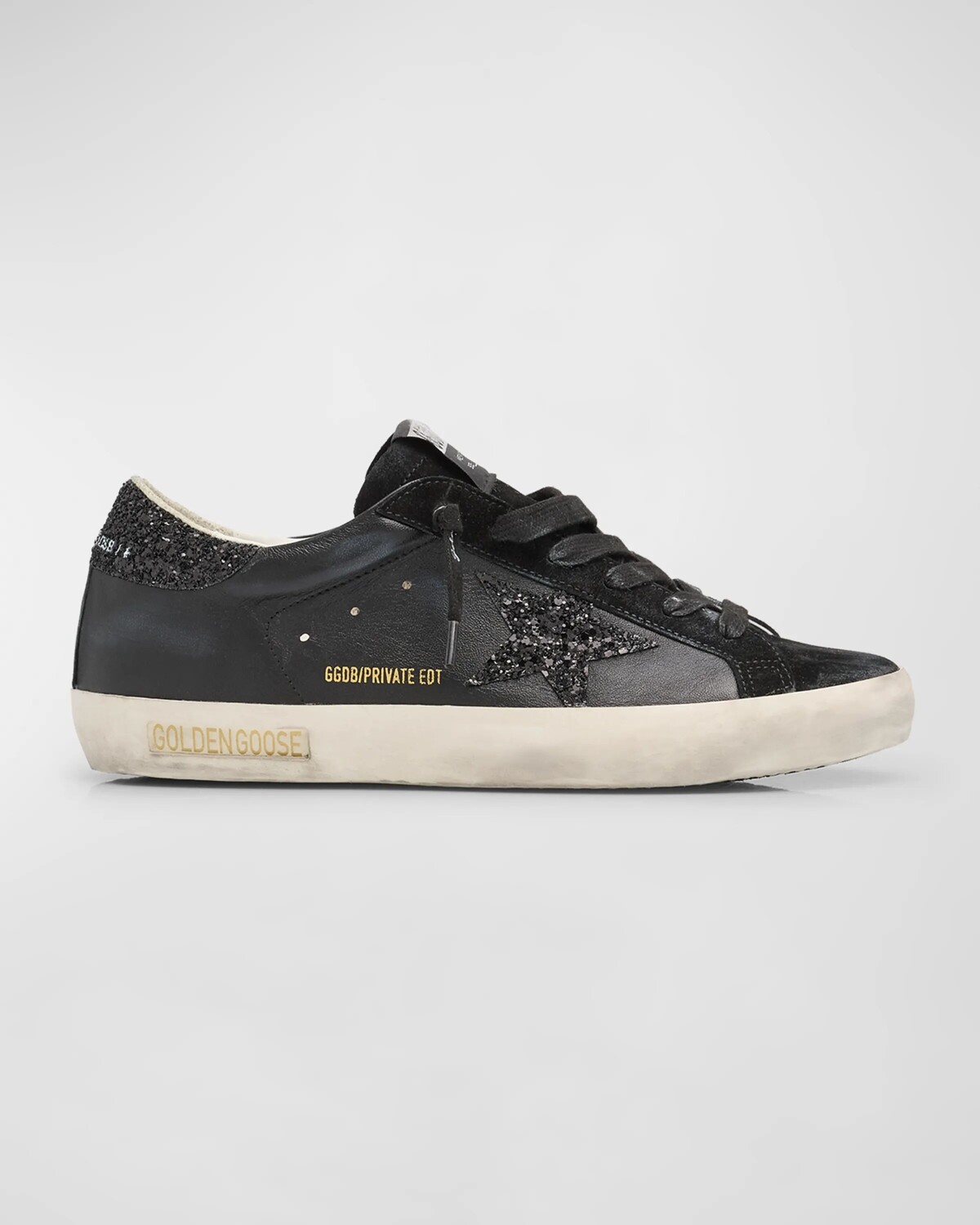 

Кожаные кроссовки с блестками Super Star Golden Goose, черный