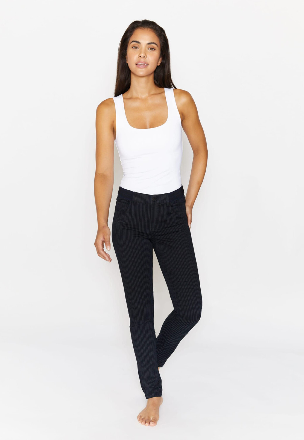 

Брюки ANGELS Dehnbund Hose Stoffhose One Size mit Streifen, темно-синий
