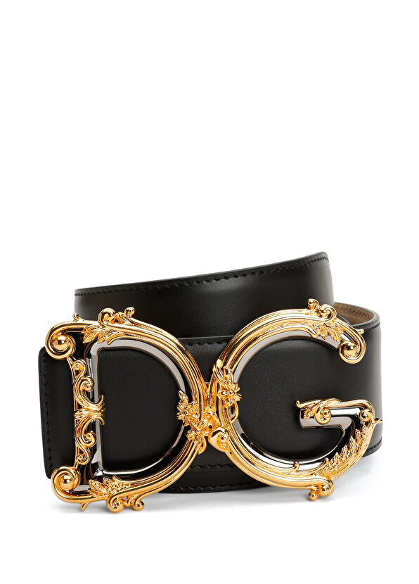 

Женский кожаный ремень с черной пряжкой с логотипом Dolce&Gabbana