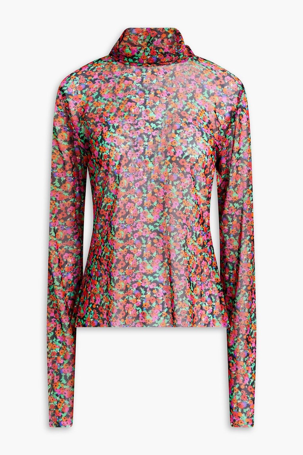 

Водолазка из эластичной сетки с цветочным принтом MSGM, фуксия, Розовый