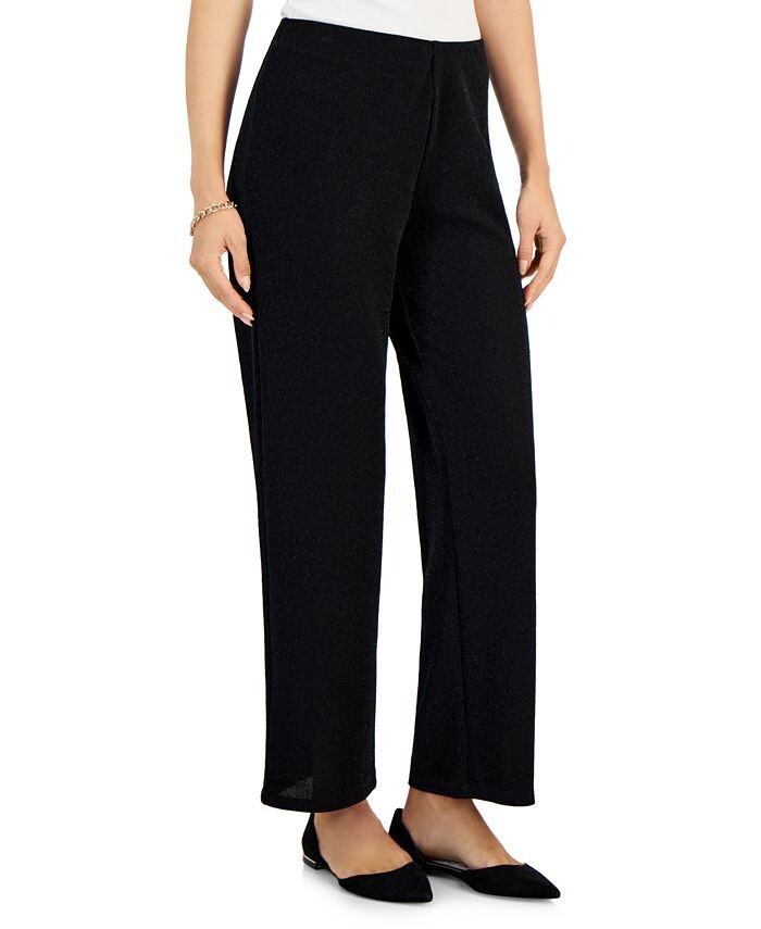 

Блестящие трикотажные брюки Petite JM Collection, черный