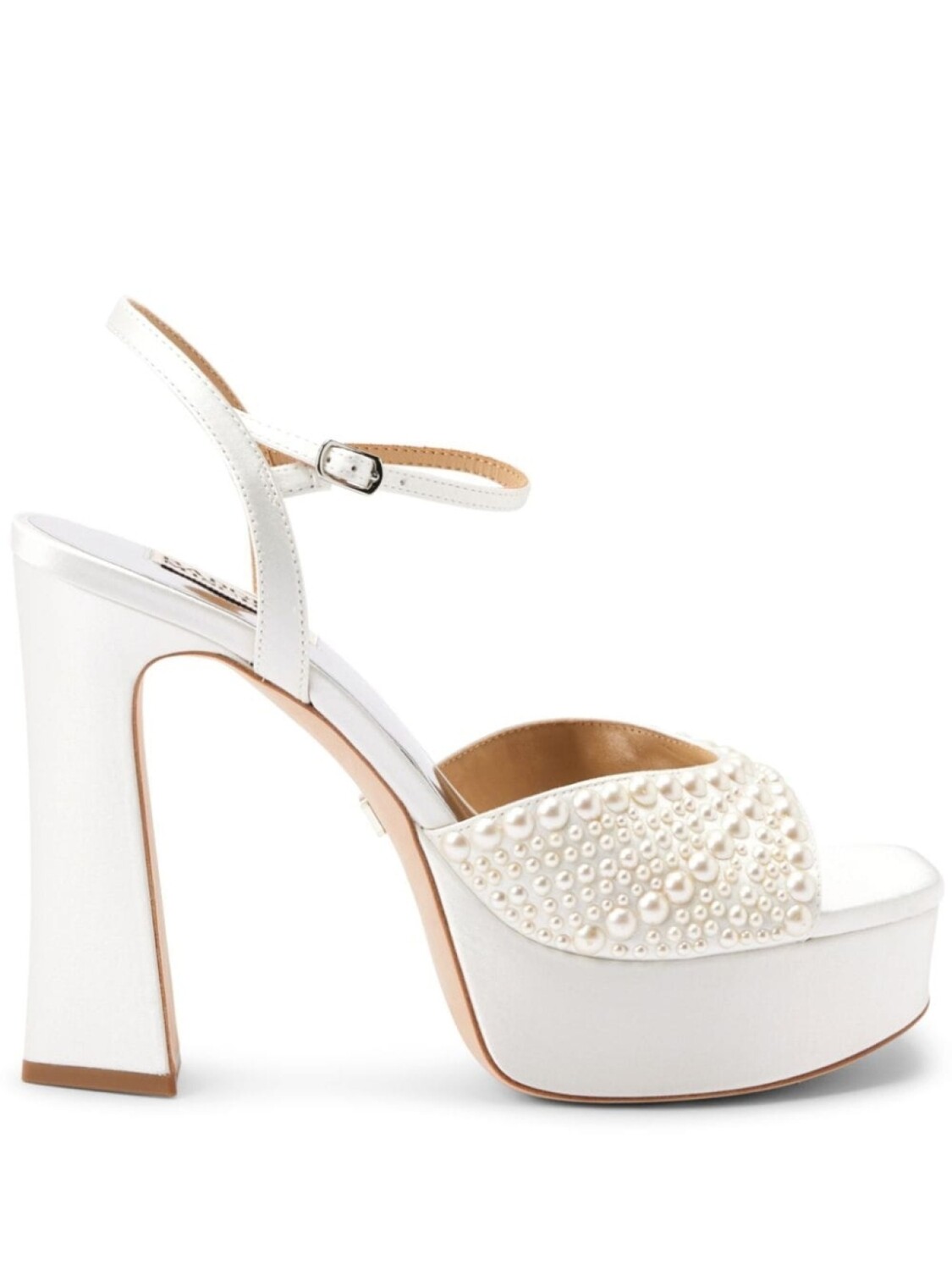 

Badgley Mischka 90 мм атласные сандалии Bryleigh, белый