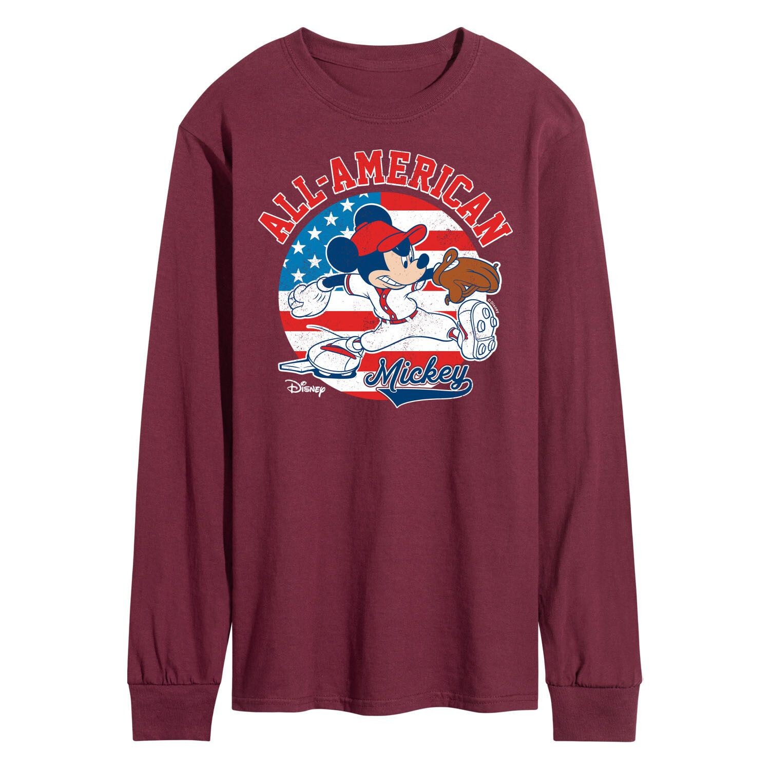

Мужская бейсбольная футболка с длинными рукавами и рисунком Disney's Mickey Mouse Americana Licensed Character