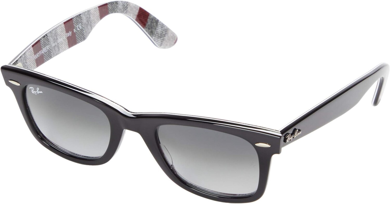 

Солнцезащитные очки RB2140 Wayfarer Gradient Sunglasses Ray-Ban, цвет Top Black On Texture Che Frame/Light Grey Gradient Blue Lens