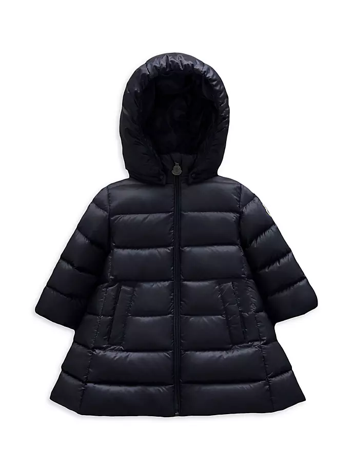 

Длинный пуховик для маленьких девочек и маленьких девочек Moncler, темно-синий
