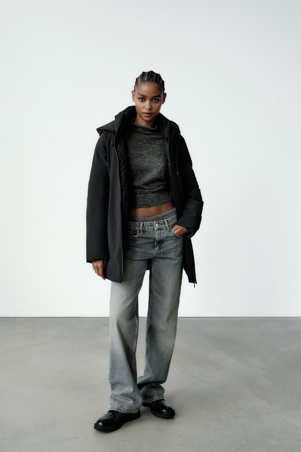 

Парка с защитой от воды и ветра ZARA, черный