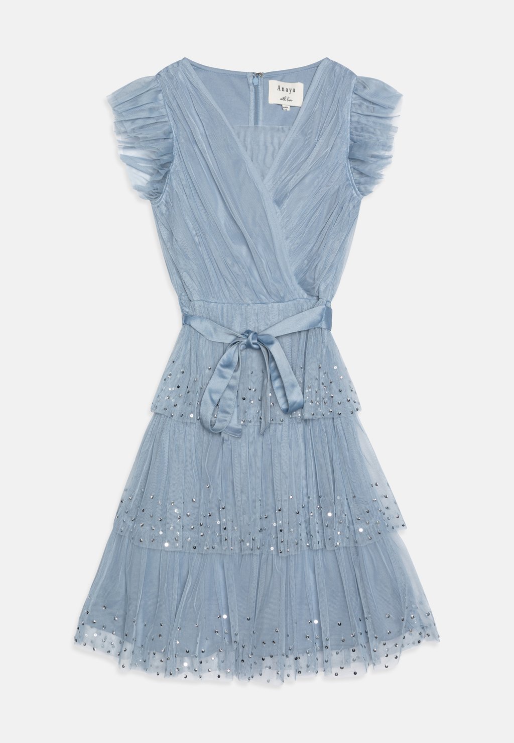 Элегантное платье Tiered Wrap Mini Dress With Sequins Anaya with love, цвет soft blue