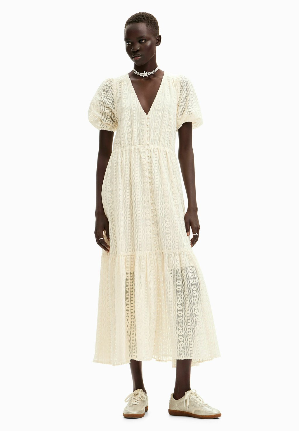 Дневное платье EMBROIDERED Desigual, цвет white