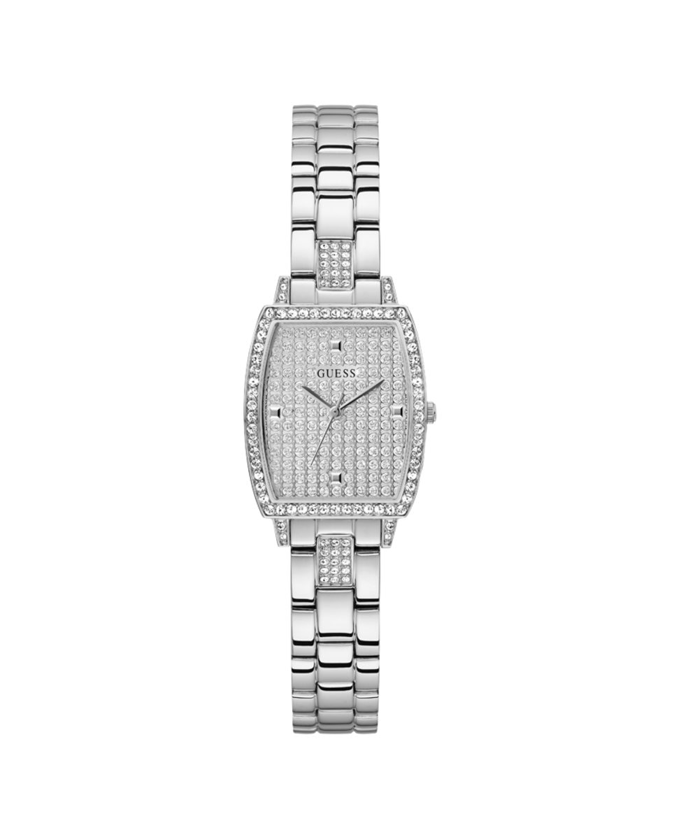 Женские часы Brilliant GW0611L1 со стальным и серебряным ремешком Guess, серебро цена и фото