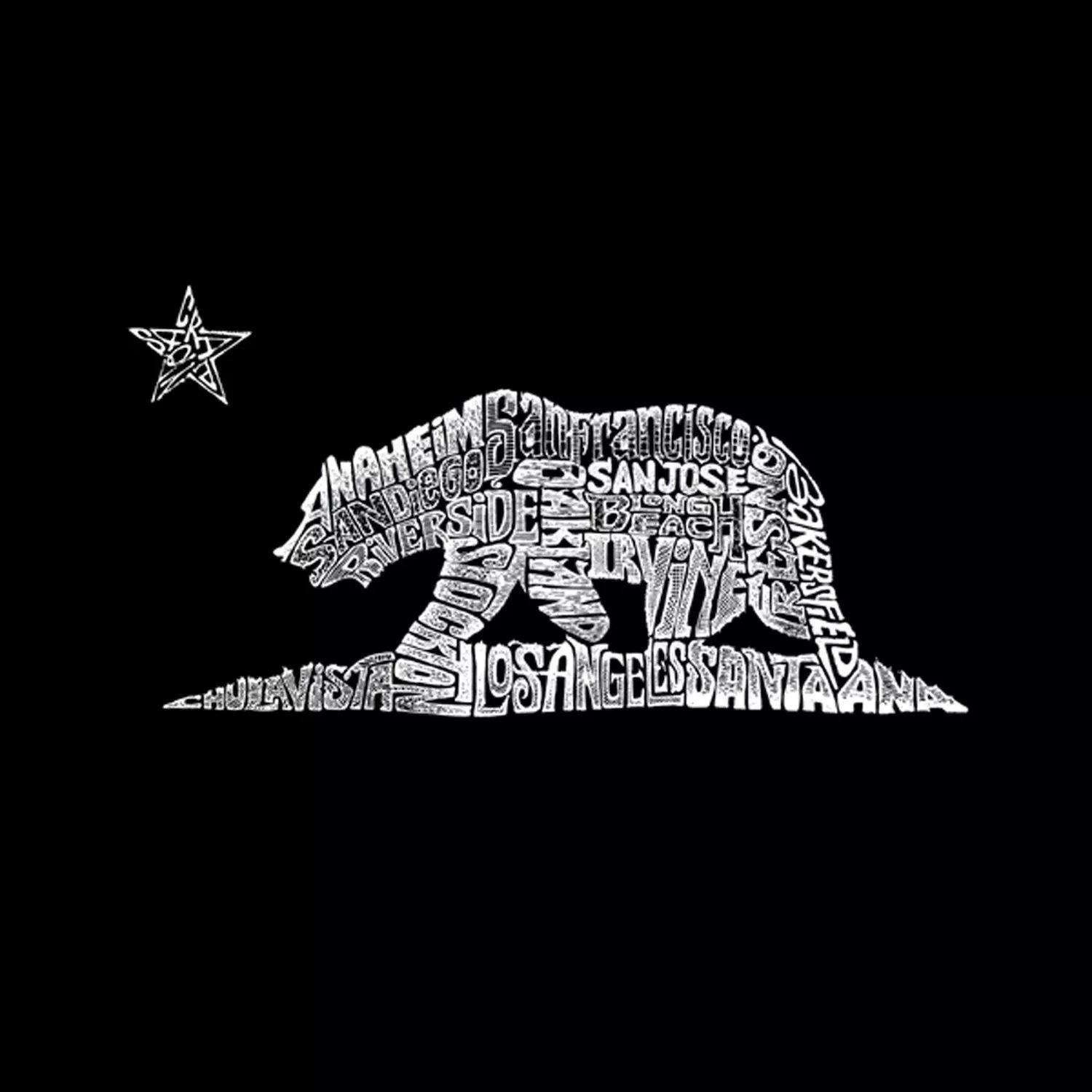 California Bear — мужская футболка с рисунком Word Art LA Pop Art, серый