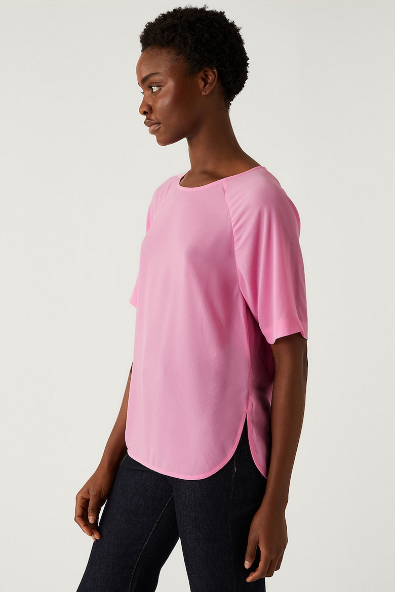 Блуза с овальным вырезом и рукавами реглан Marks & Spencer, розовый