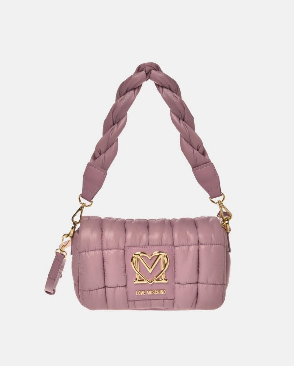 

Стеганая сумка через плечо из нейлона среднего размера с клапаном Love Moschino, сиреневый
