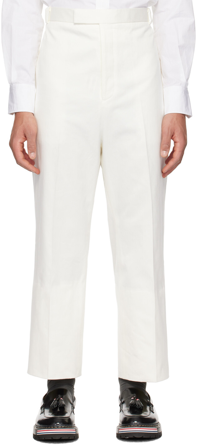 

Белые брюки с подвернутыми манжетами Thom Browne