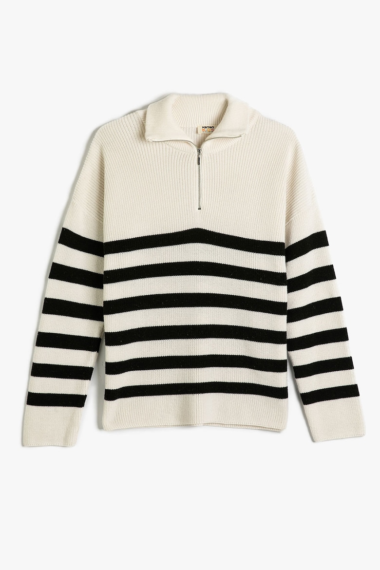 цена Полосатый короткий свитер на молнии Koton, бежевый