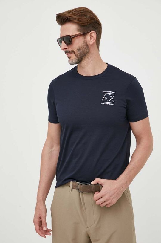 

Хлопковая футболка Armani Exchange, темно-синий