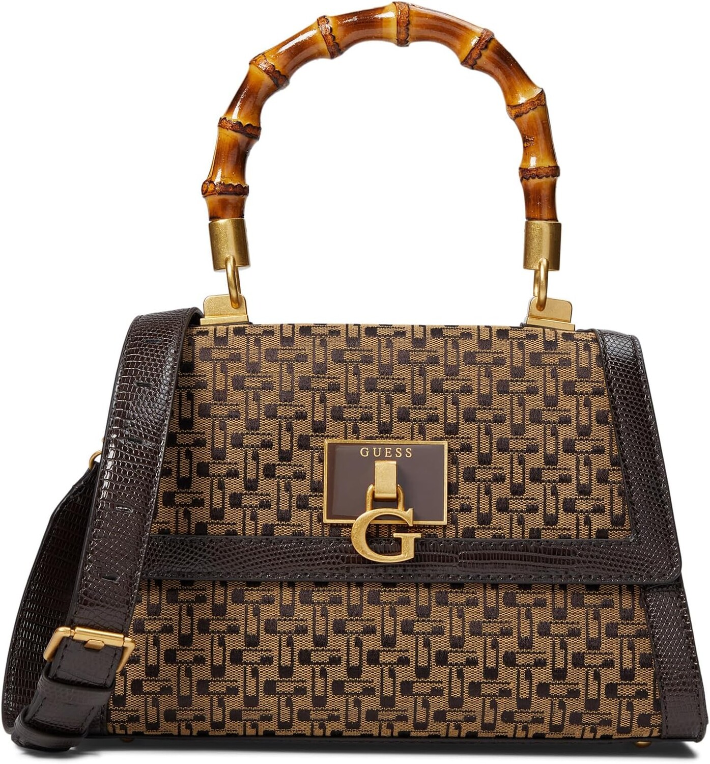 

Сумка GUESS Stephi Bamboo Flap, цвет Brown Logo