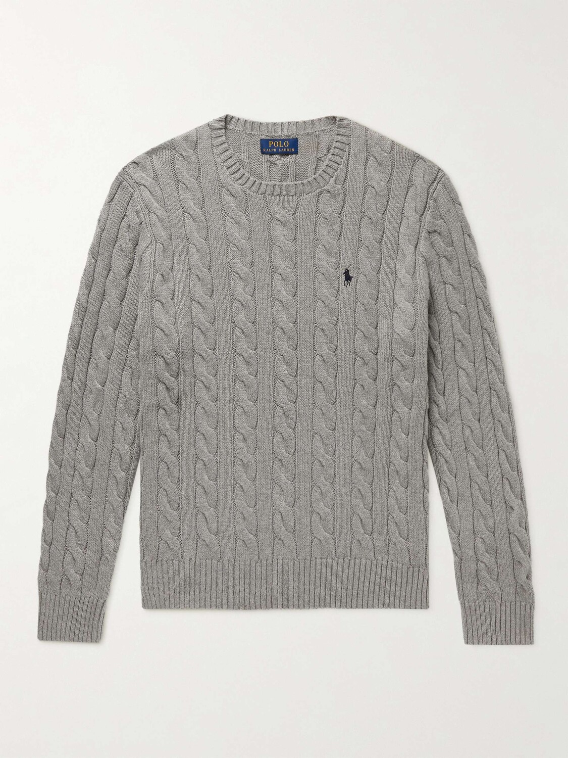 

Хлопковый свитер косой вязки POLO RALPH LAUREN, серый