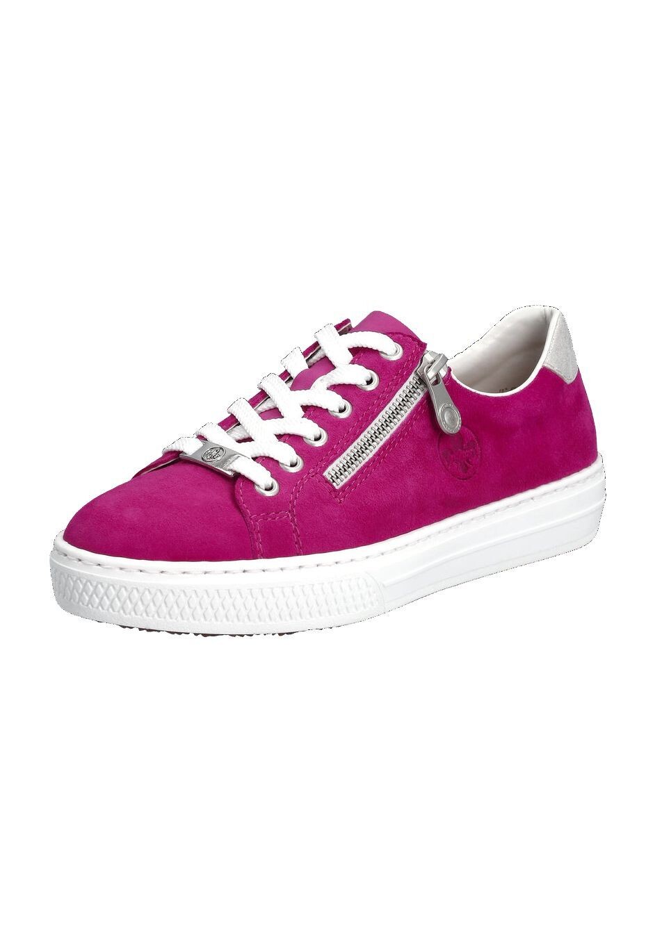 

Кроссовки замшевые, на молнии, женские rieker, цвет Fuchsia Fog Silv