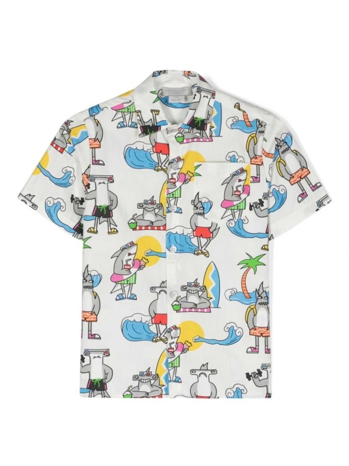 

Stella McCartney Kids рубашка с принтом Shark, белый