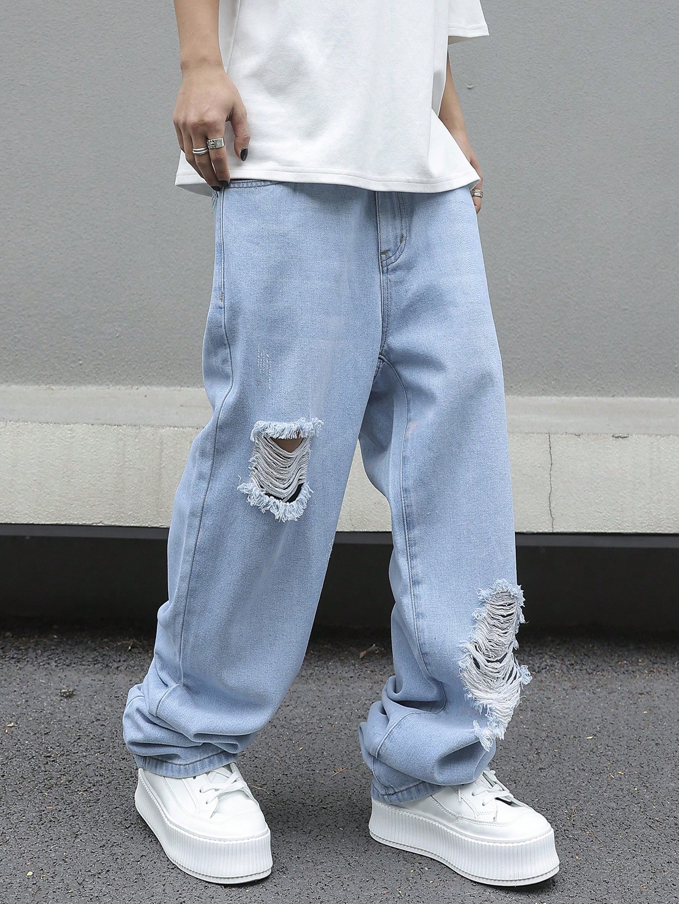 Мужские потертые джинсы с карманами Manfinity EMRG, легкая стирка