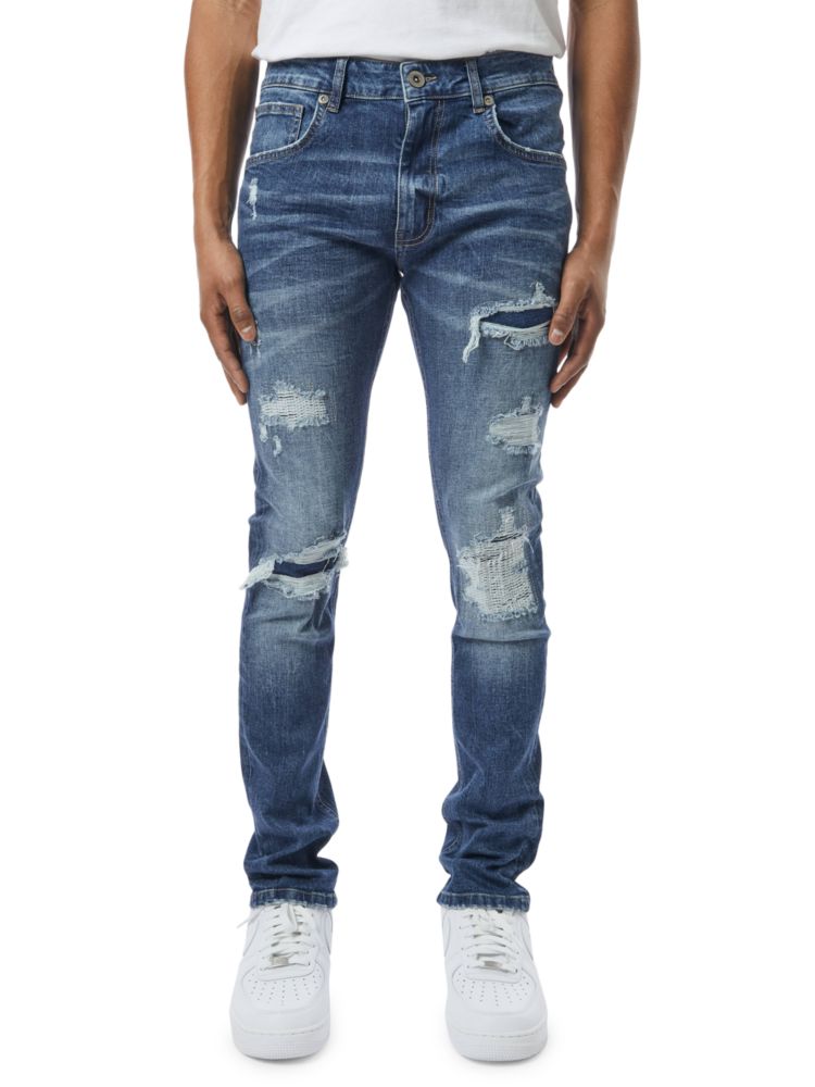 Рваные джинсы скинни M. Society, темно-синий мужская футболка единорог бодрое утро m темно синий