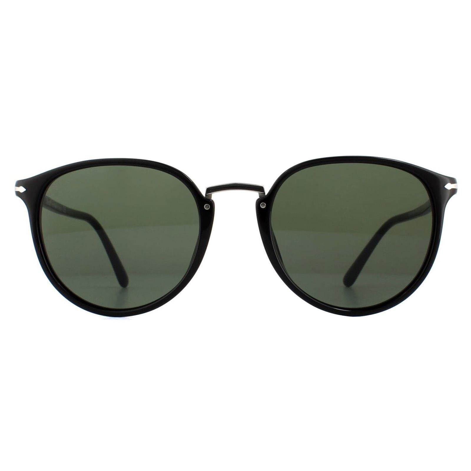 Круглые черные зеленые солнцезащитные очки Persol, черный