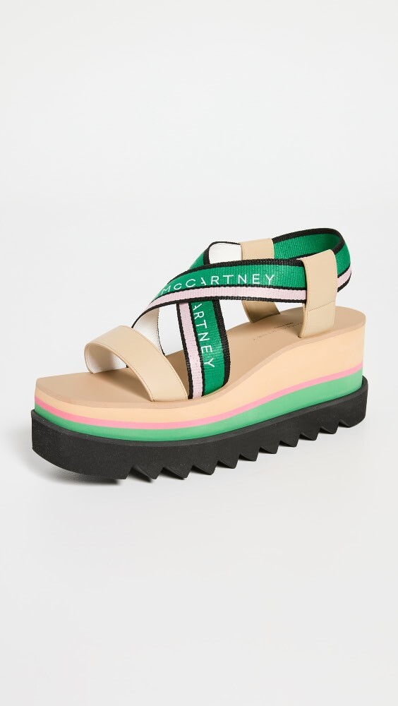 

Сандалии Stella McCartney Sneak-Elyse Striped Platform, зеленый