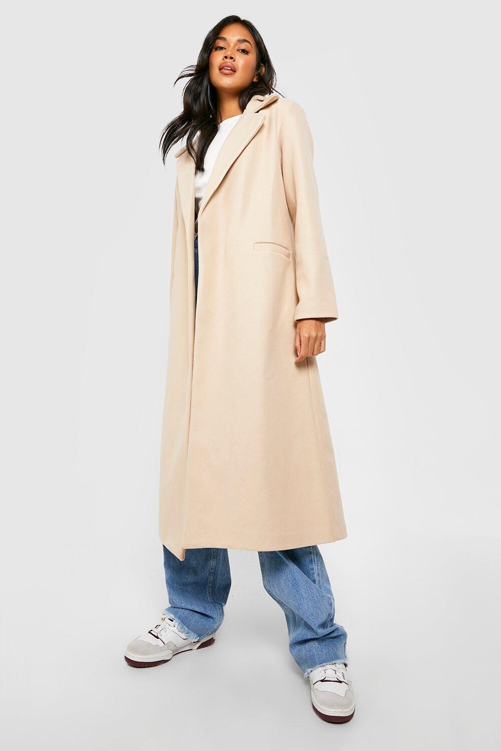 

Шерстяное пальто оверсайз Boohoo, серый