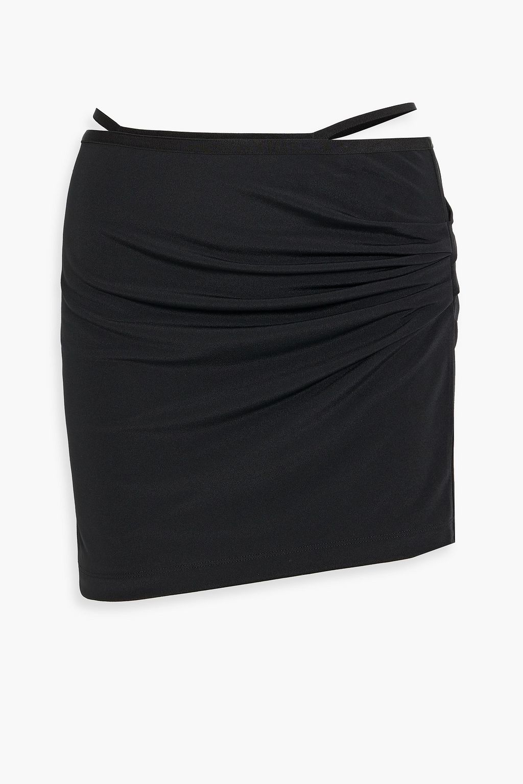 Мини-юбка из эластичного крепа со сборками HELMUT LANG, черный
