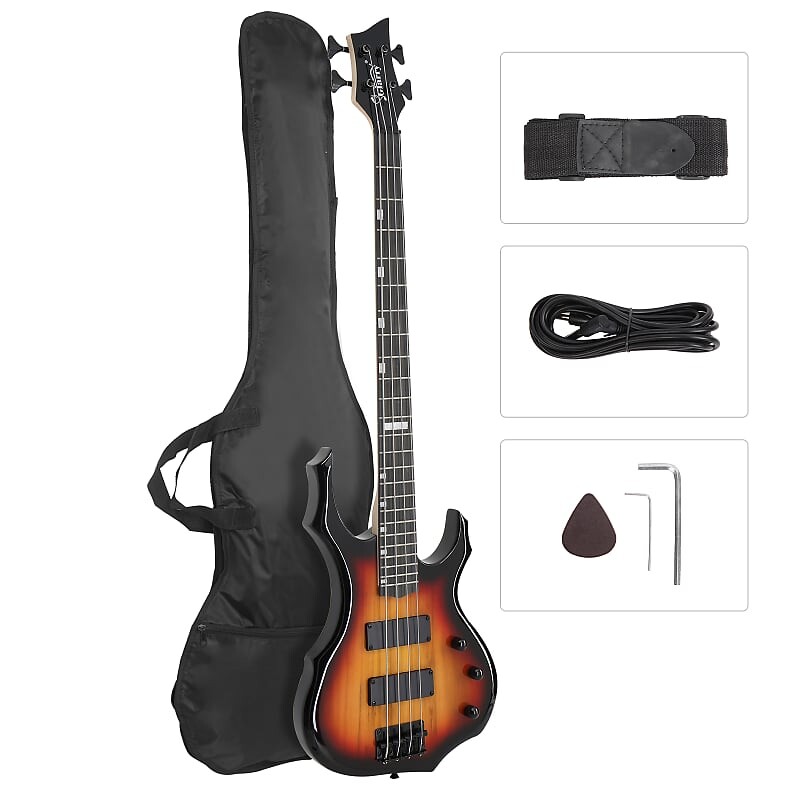 

Басс гитара Glarry Burning Fire Electric Bass Guitar HH Pickups Sunset