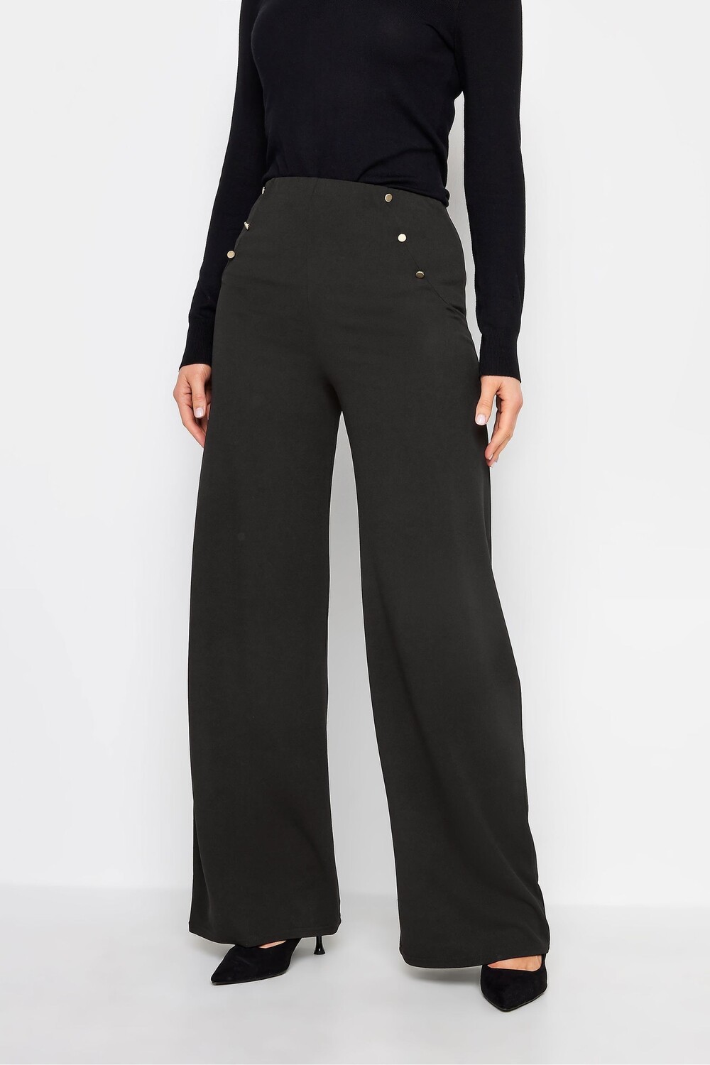 

Широкие брюки с декоративными пуговицами Long Tall Sally, черный
