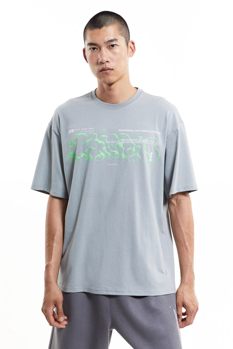 

Спортивная футболка свободного кроя drymove из хлопка H&M, серый