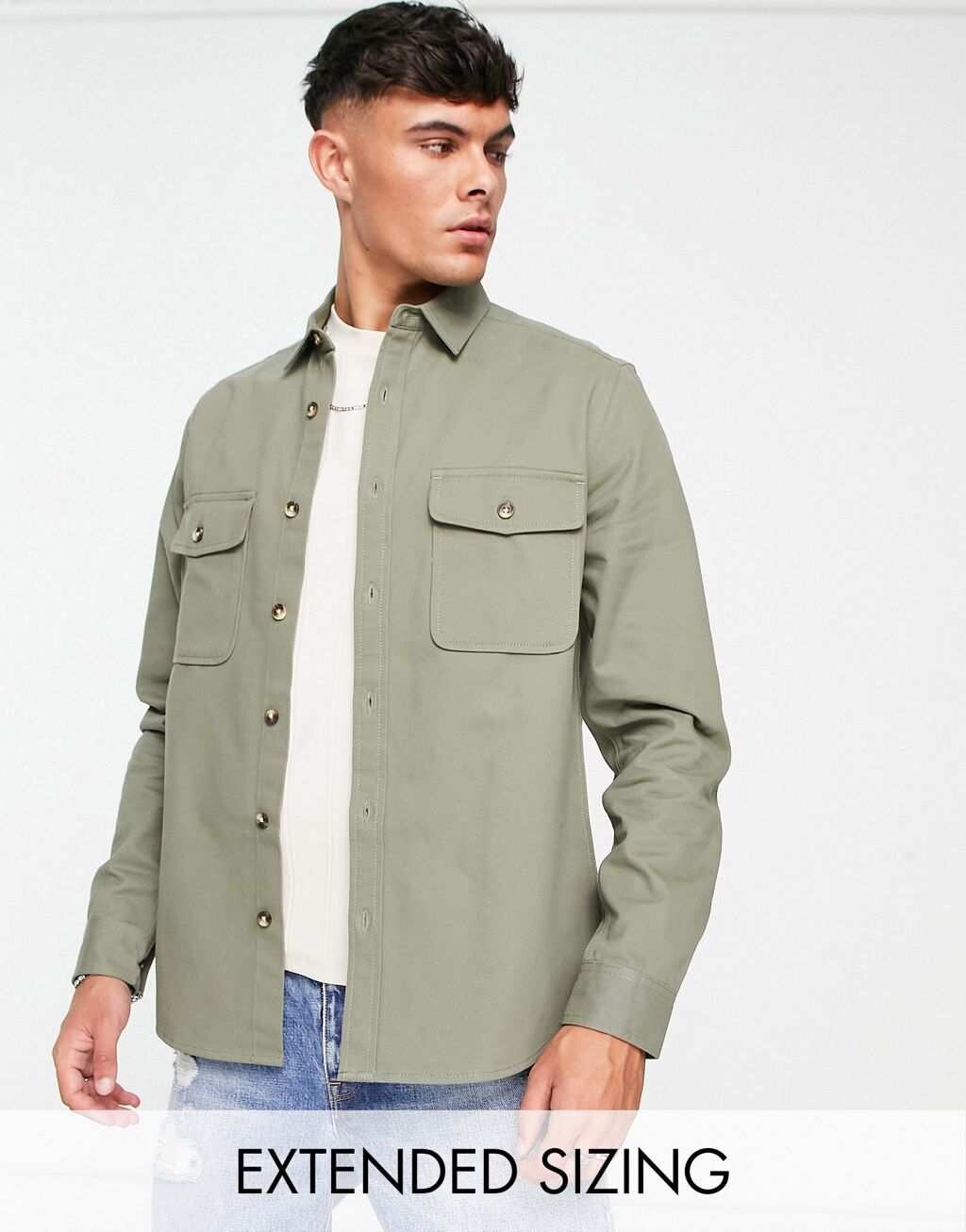 

Хлопковая куртка цвета хаки ASOS DESIGN