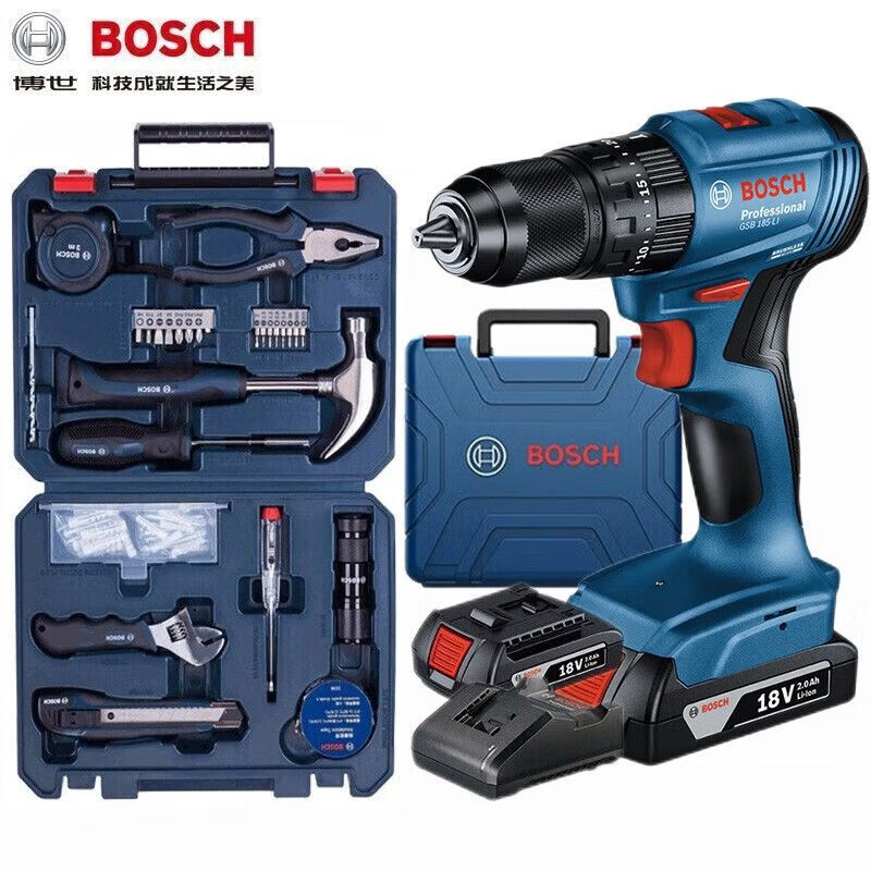 Дрель электрическая Bosch GSB185-Li + набор инструментов, аккумулятор, зарядное устройство