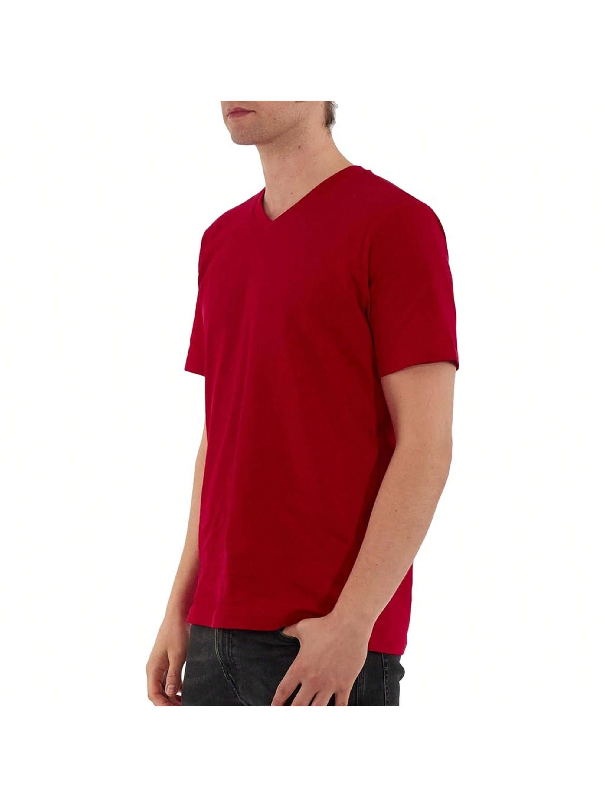 Мужская хлопковая футболка премиум-класса с v-образным вырезом Rich Cotton BLK-M, красный