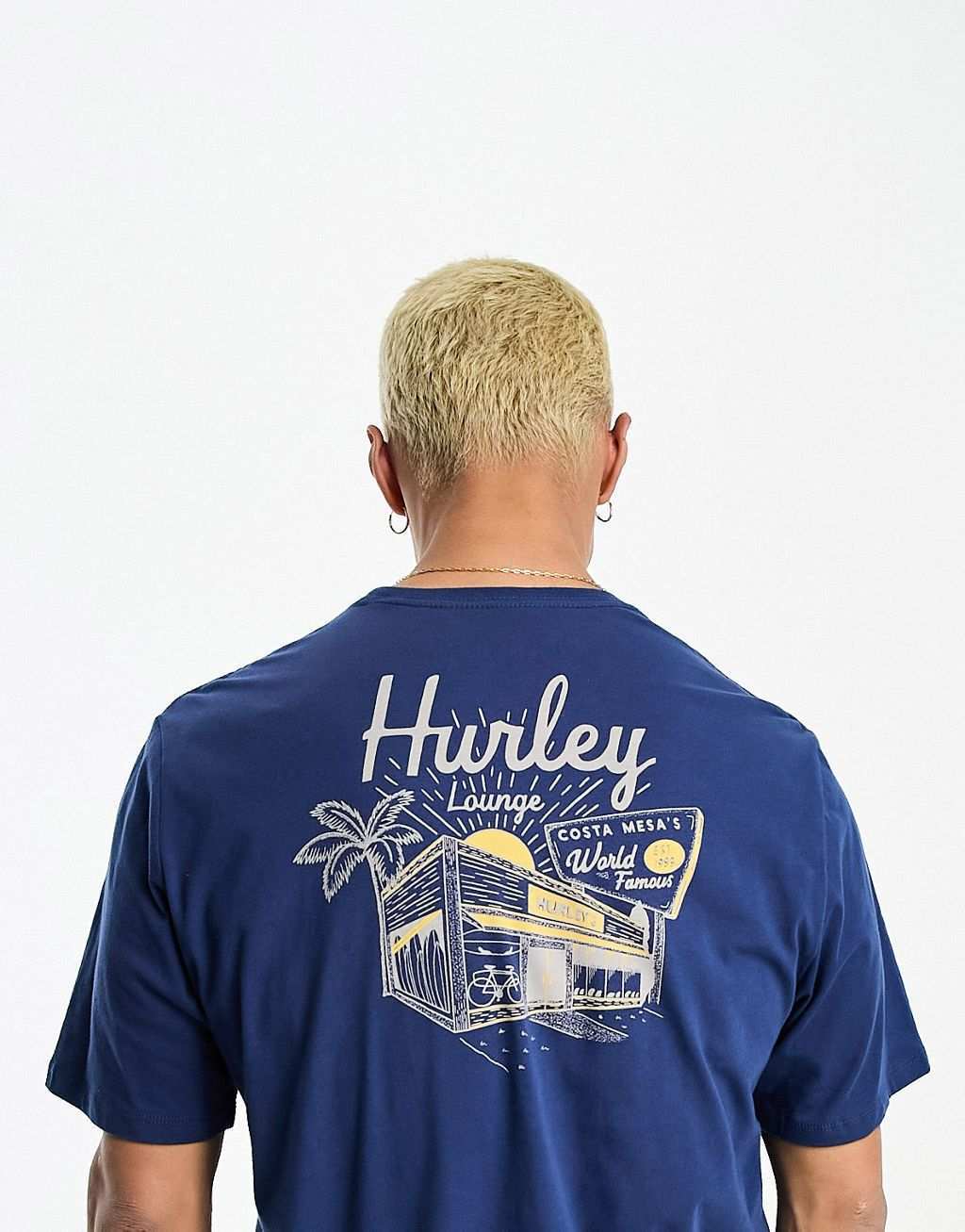 Hurley Синяя футболка с принтом на спине Hurley's черная футболка hurley с принтом parking pass на спине