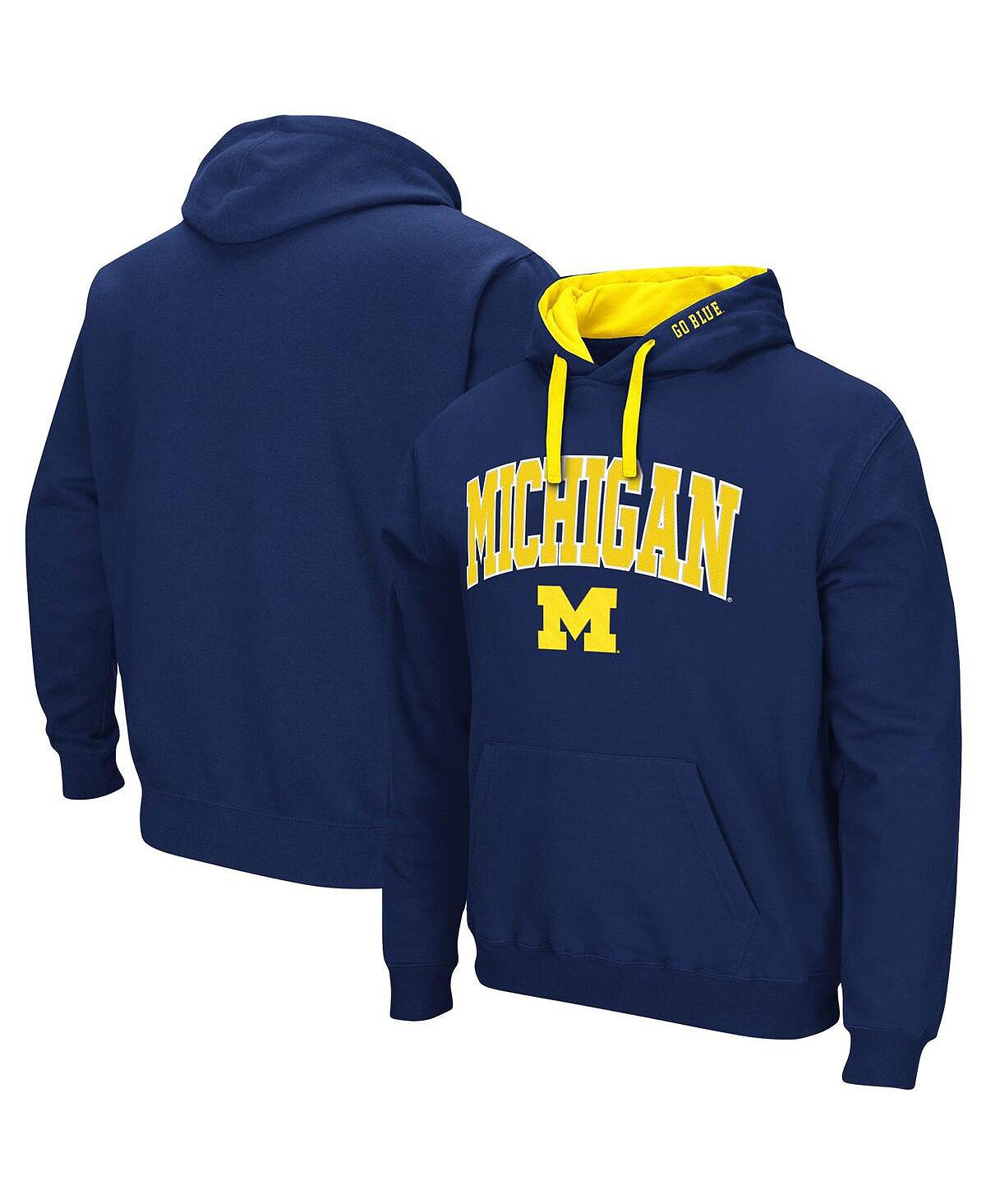 

Мужской темно-синий пуловер с капюшоном Michigan Wolverines Big and Tall Arch и Logo 2.0 Colosseum