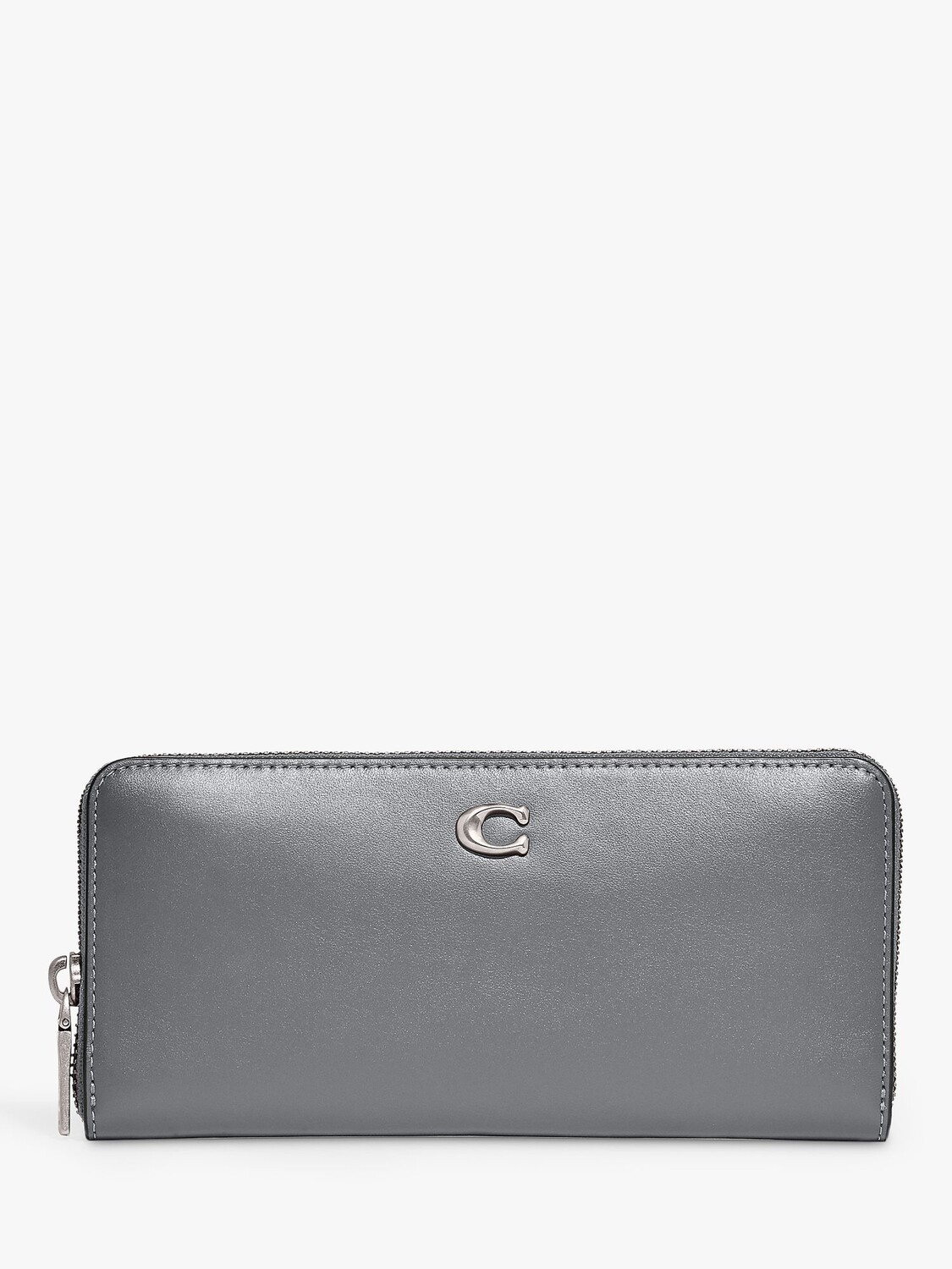 

Тонкий кожаный кошелек Coach на молнии, серо-синий